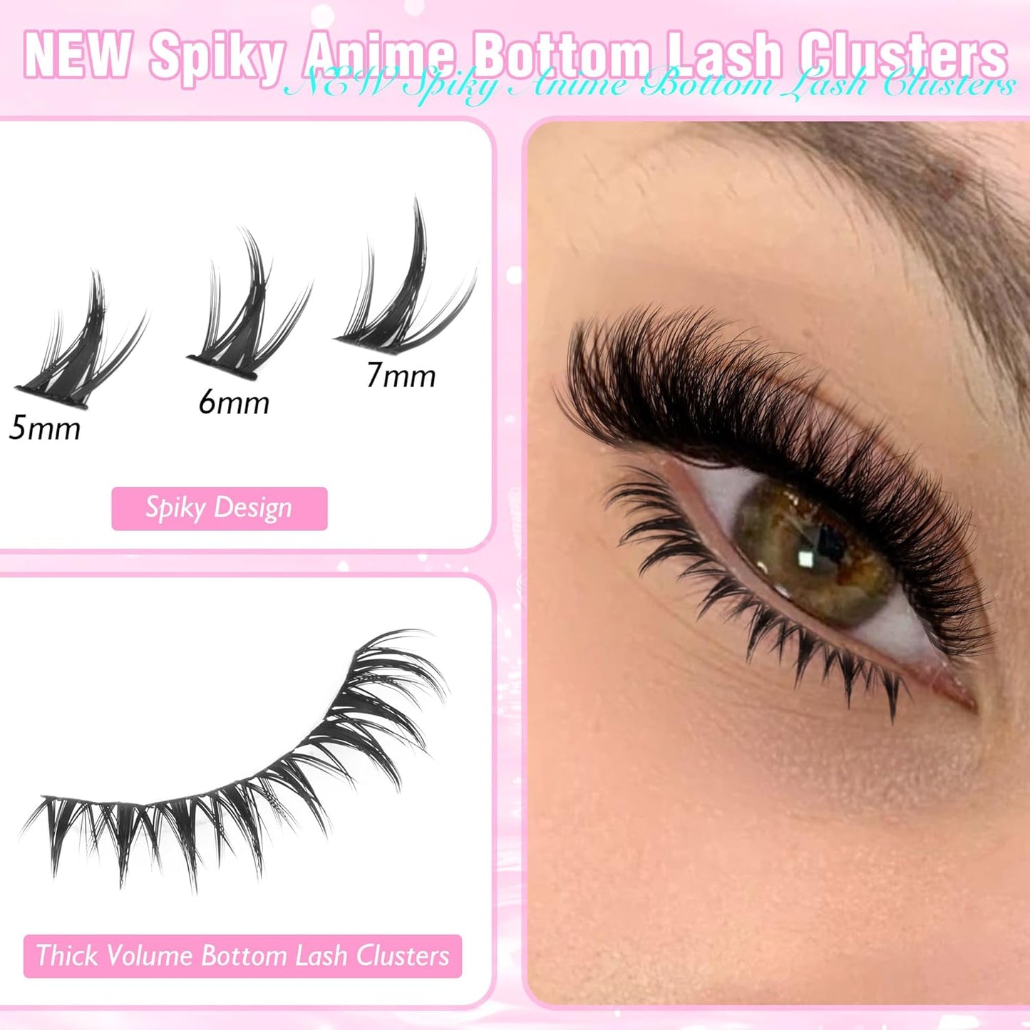 Winifred Bottom Lash Clusters Thick Volume Lower Lash Extension DIY Individual Lashes Bottom Clusters Lashes for Cluster Eyelash Extensions (168pcs)