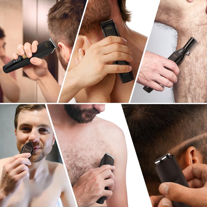 Hatteker Beard Trimmer for Men Mustache Trimmer T-Blade Beard Grooming Kit Hair Clipper Electic Razor Shavers Cordless Waterproof Nose Body Trimmer 8 in 1 Adjustable Speed