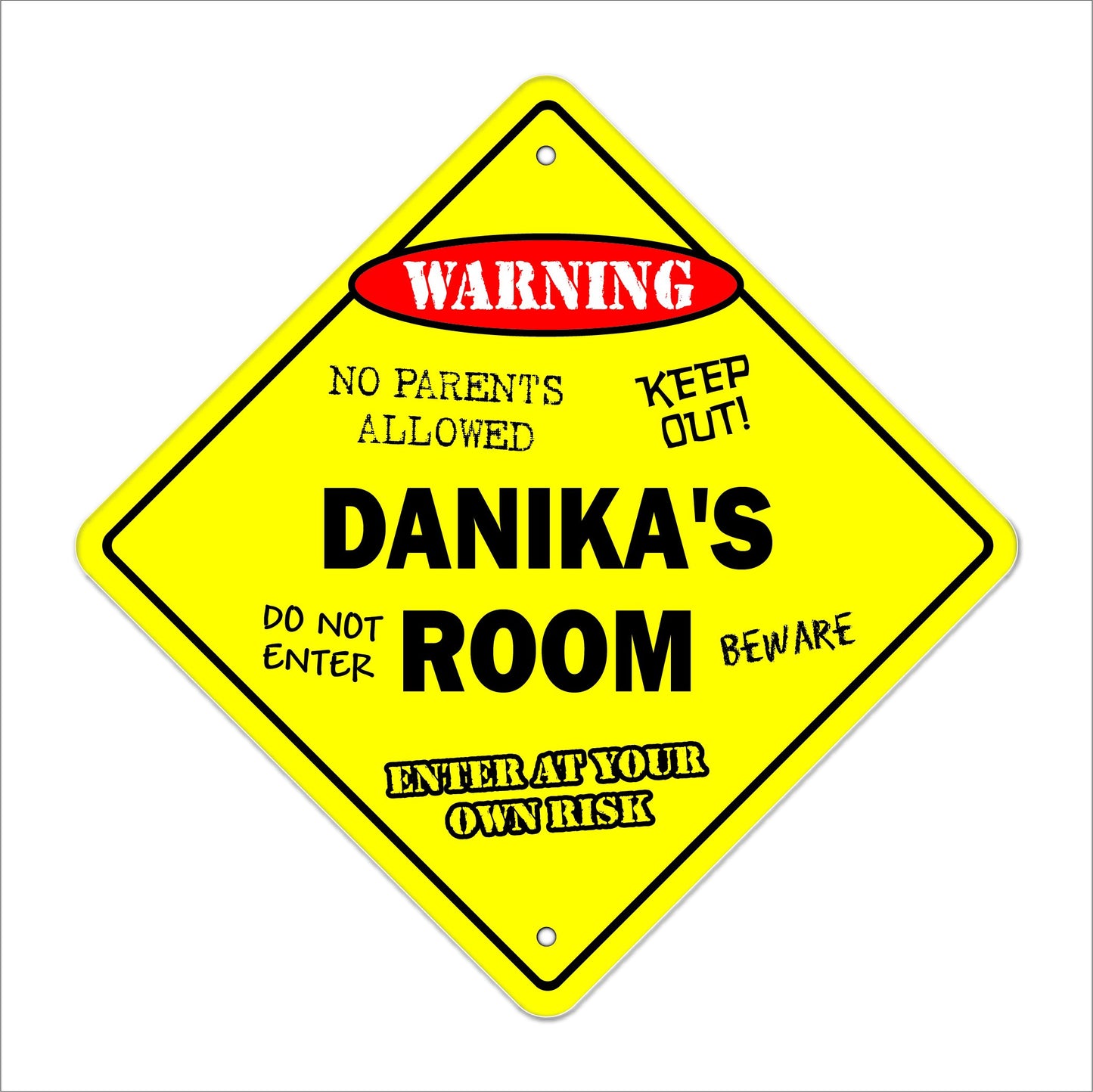 Danika's Room Sign Crossing Zone Xing | Indoor/Outdoor | 12" Tall Kids Bedroom Decor Door Children's Name boy Girl