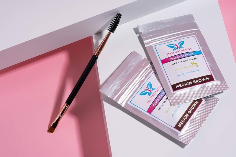 Dual-Ended Eyebrow & Lash Tint Brush – Angled Tip with Spoolie Comb for Henna by Existing Beauty