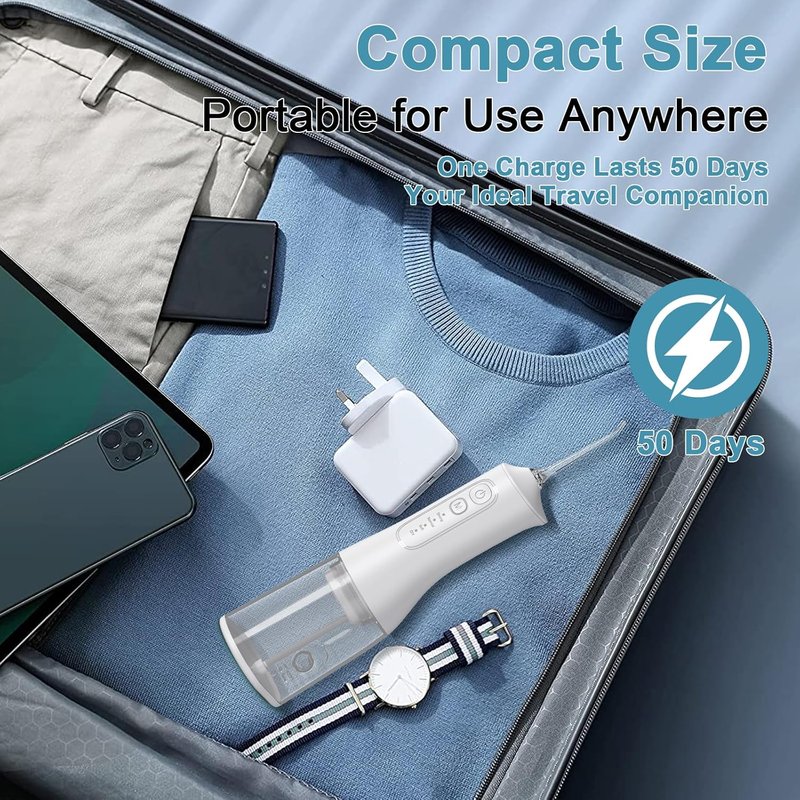 Portable Cordless Water Dental Flosser - 300ML Rechargeable Oral Irrigator | 4 Modes, IPX7 Waterproof, Deep Cleaning for Gum Care & Braces (Black)