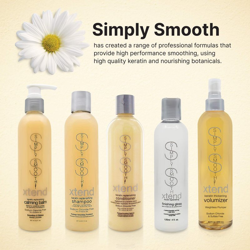 SIMPLY SMOOTH Xtend Keratin Replenishing Shampoo | Sulfate-Free Smoothing & Softening Cleanser | Restore & Strengthen Damaged Hair | Color Safe, pH Balanced, Salon Formula | 8.5 oz