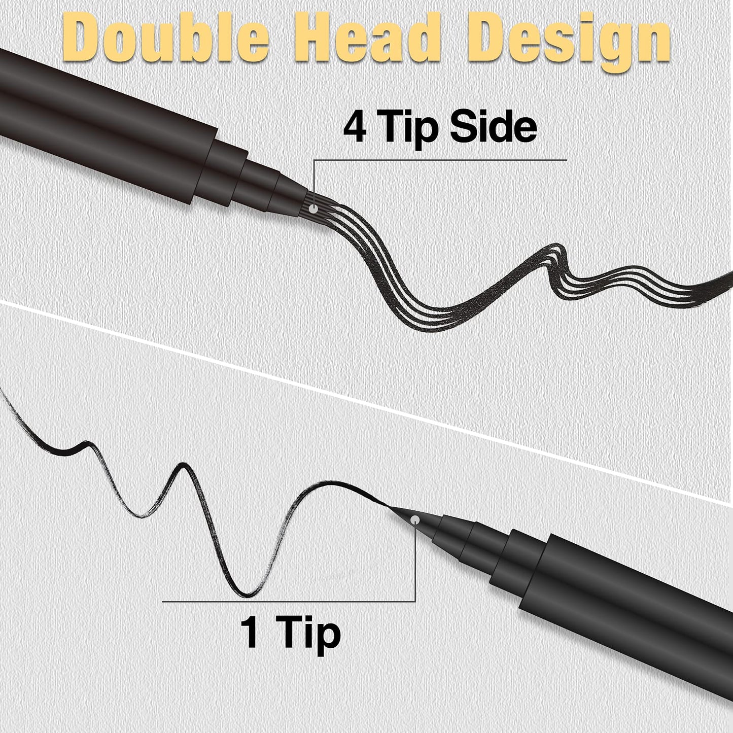 Beard Pencil Filler Kit - 4 Tip Pen and Brush for Men, Facial Hair Enhancer and Mustache Shaper (2 Black Pens)