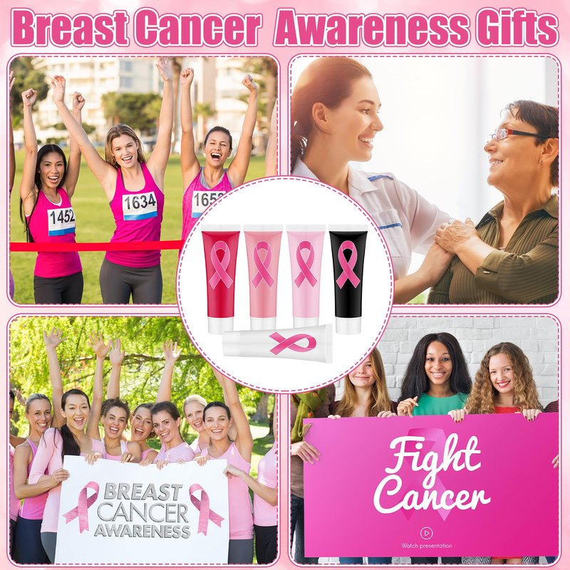 Heigble 50 Pcs Christmas Hand Cream Gifts Bulk Breast Cancer Awareness Hand Cream Gifts Pink Ribbon Favors Accessories Favors Breast Cancer Awareness Month Support Survivors Christmas Party Supplies