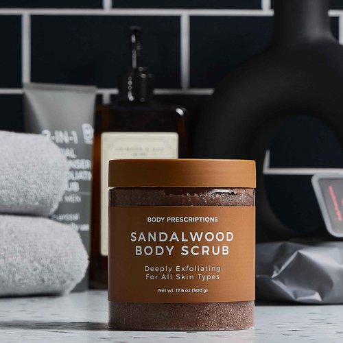 Body Prescription Deep Exfoliating Body Scrub - Cruelty-Free Formula for All Skin Types, 17.64 Ounce (Pack of 2), Sandalwood