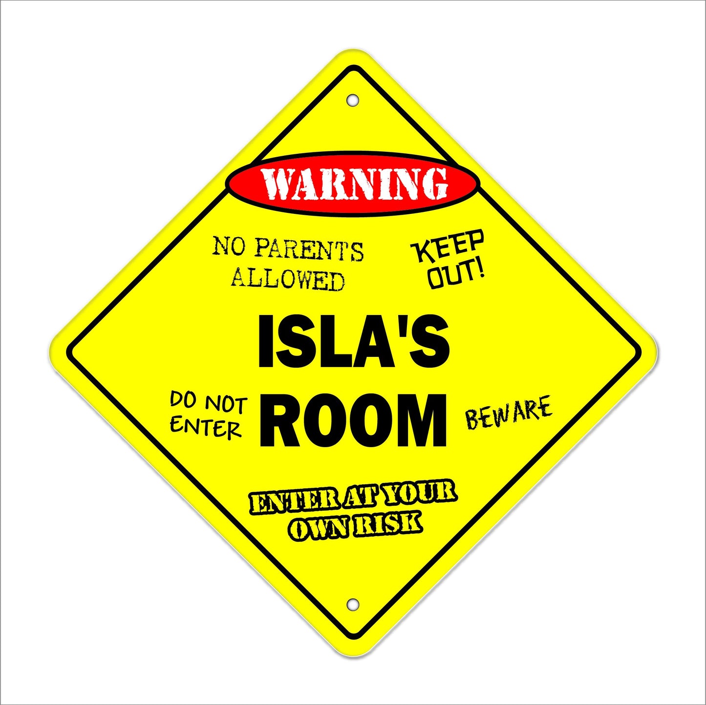 Isla's Room Sign Crossing Zone Xing | Indoor/Outdoor | 12" Tall Kids Bedroom Decor Door Children's Name boy Girl