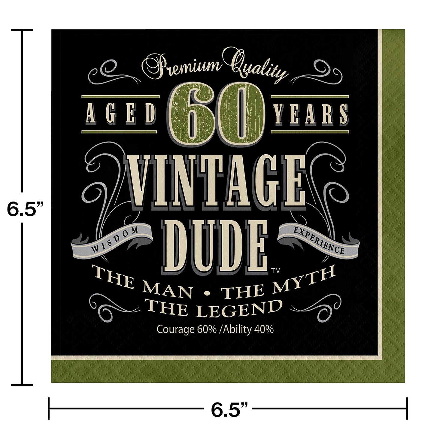 Creative Converting 16 Count Vintage Dude 60th Birthday Lunch Napkins - 661667