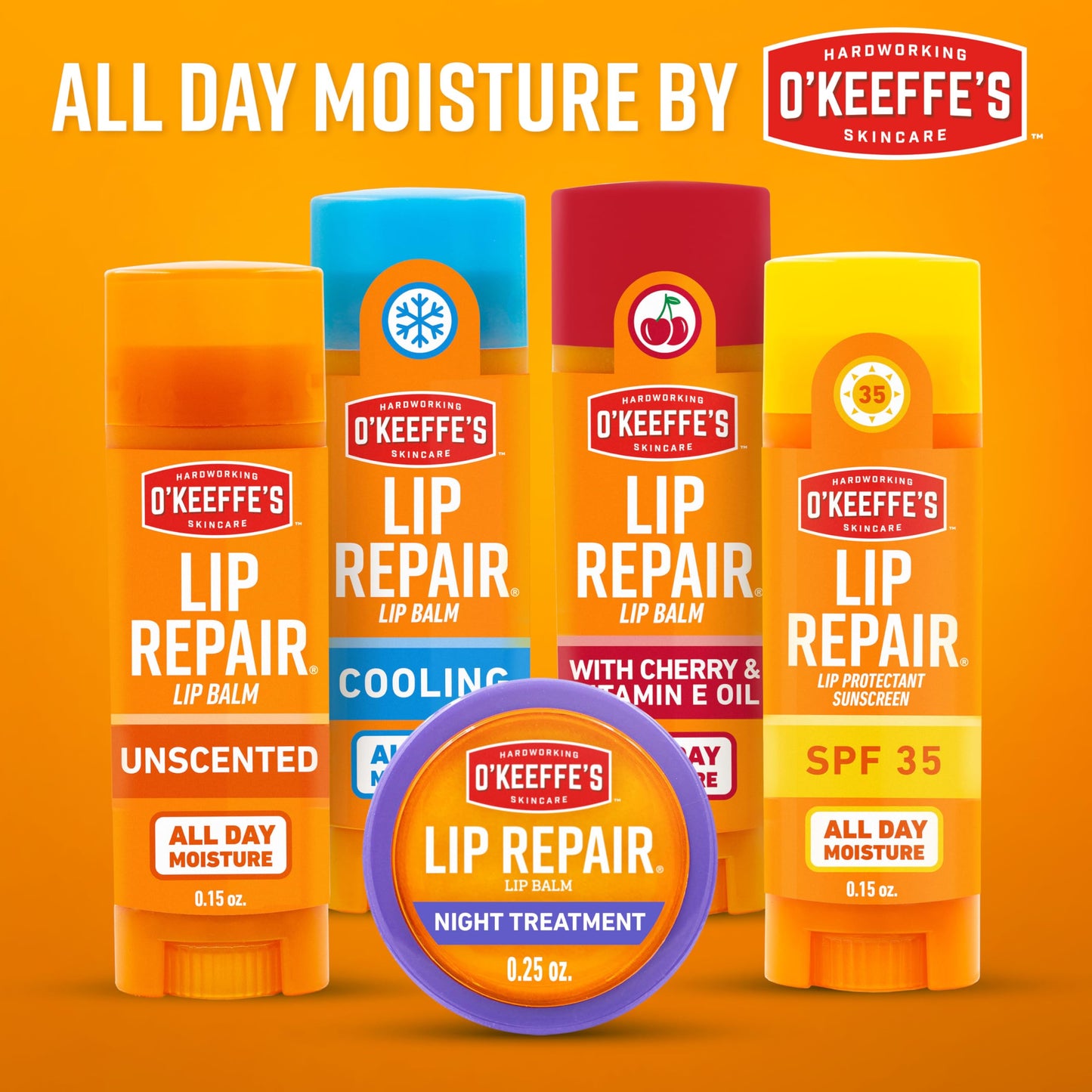 O'Keeffe's Lip Repair Lip Balm with Cherry & Vitamin E Oil - Stick (3 Pack) - Moisturizer for Extremely Cracked, Dry Lips