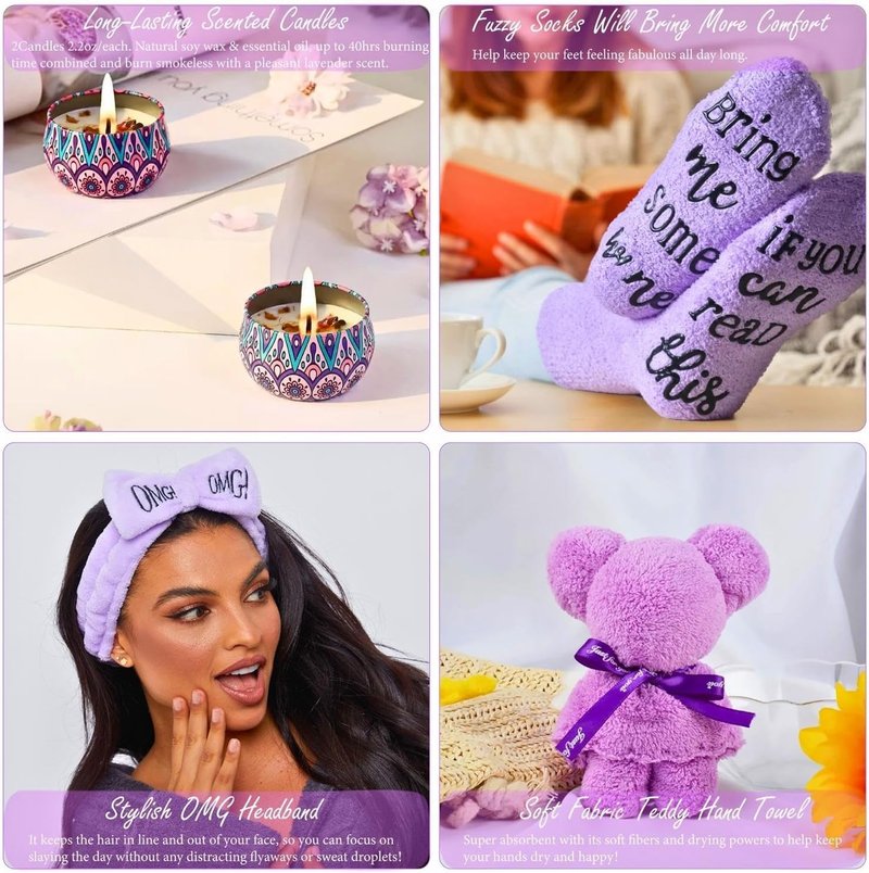 Lavender Get Well Gifts for Women Feel Better Gifts Baskets for Women After Surgery Cancer Care Gifts for Friend Sick Chemo Care Package Encouraging Pamper Comfort Wellness Box For Her