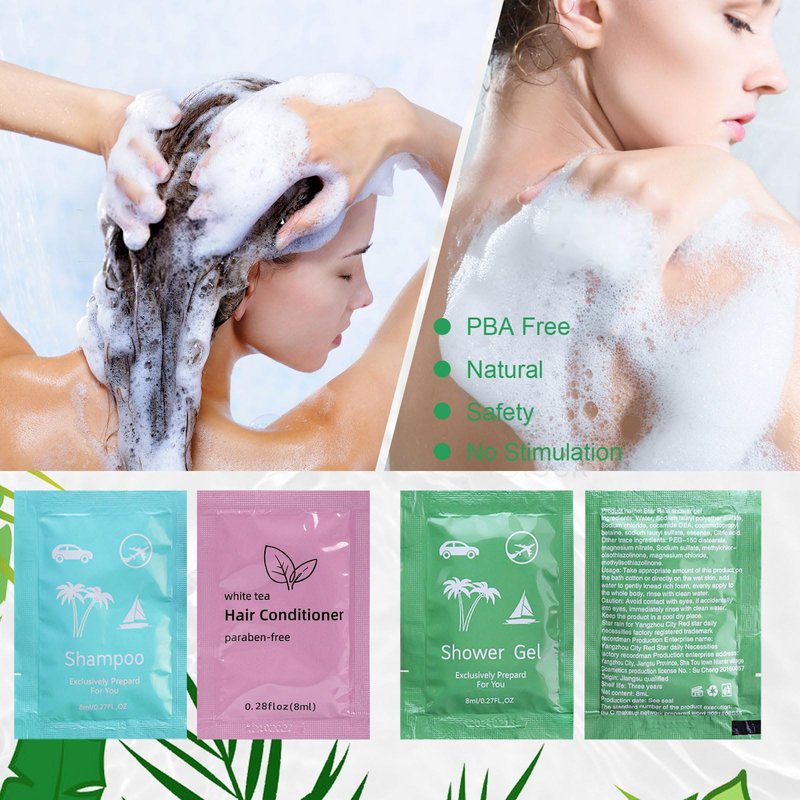 Body Wash Shampoo Conditioner Set Travel 0.28fl Oz,Travel Size Shower Gel Set,Shampoo and Conditioner Travel Bulk,Hotel Supplies Bulk Hygiene Kits for Homeless Guests Hotel (50)