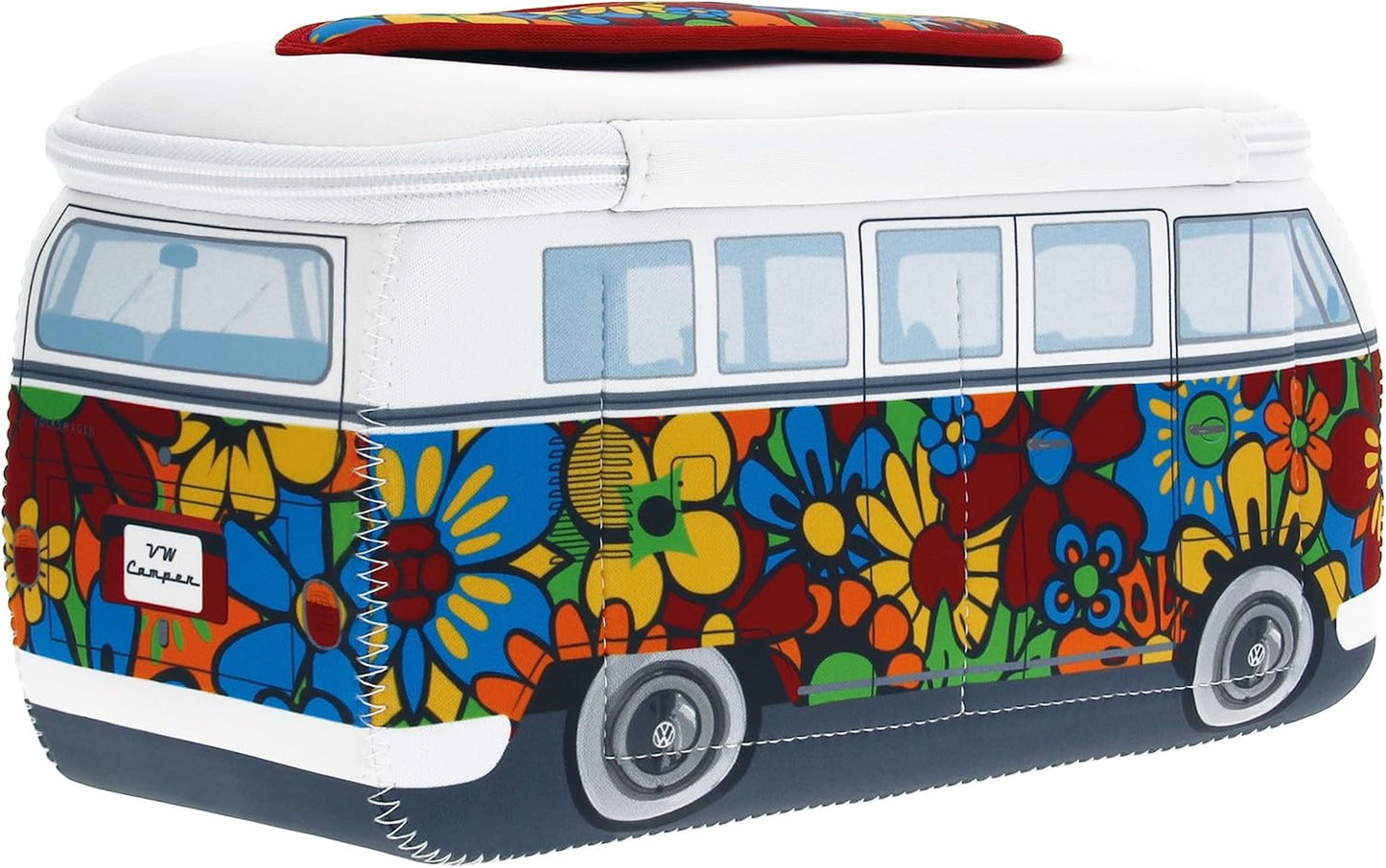 Volkswagen Neoprene Makeup Bag - Universal Travel Pouch for T1 Campervan Bus | Floral Design, Small Size