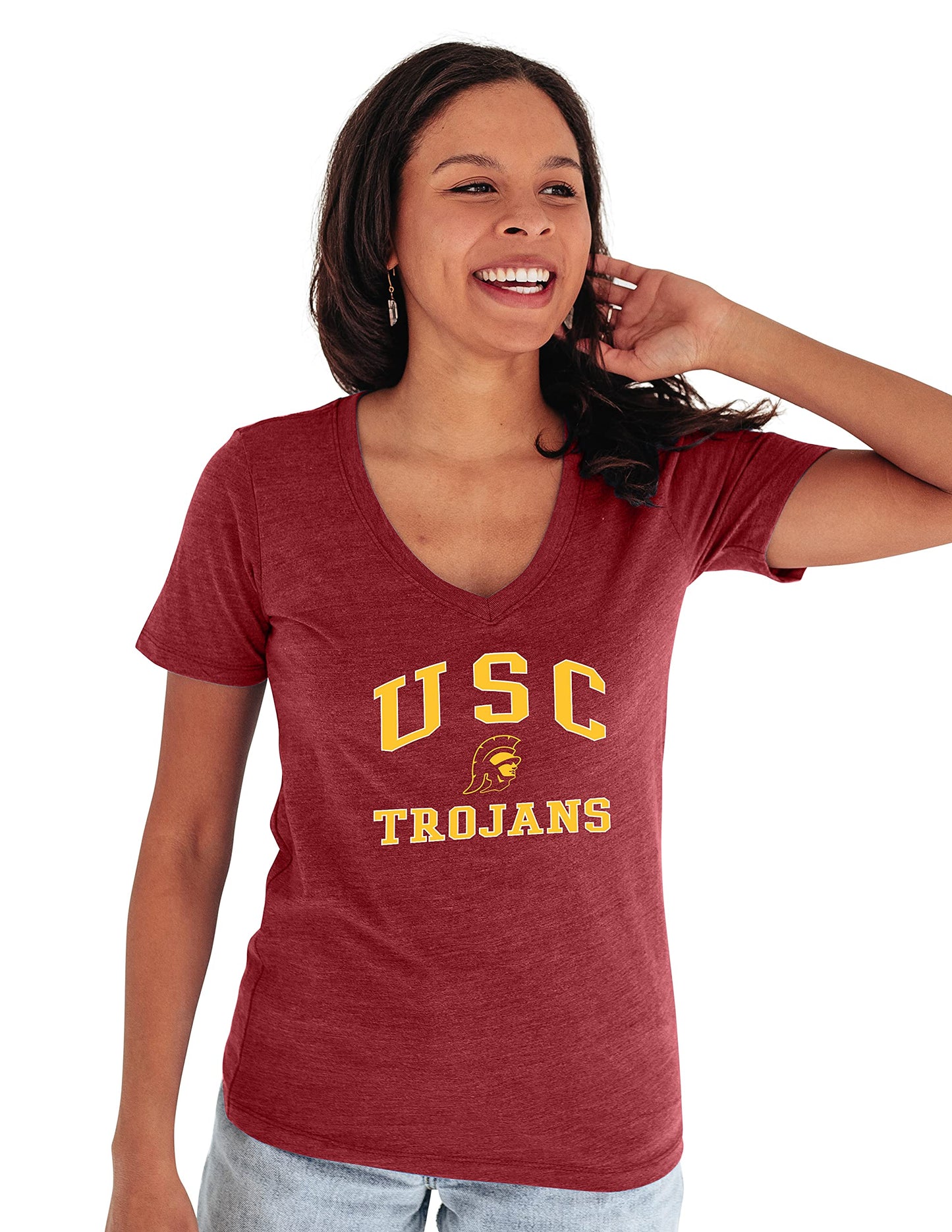 Blue 84 Women's USC Trojans Heathered Team Color Confetti T Shirt, Usc Trojans Cardinal, Small