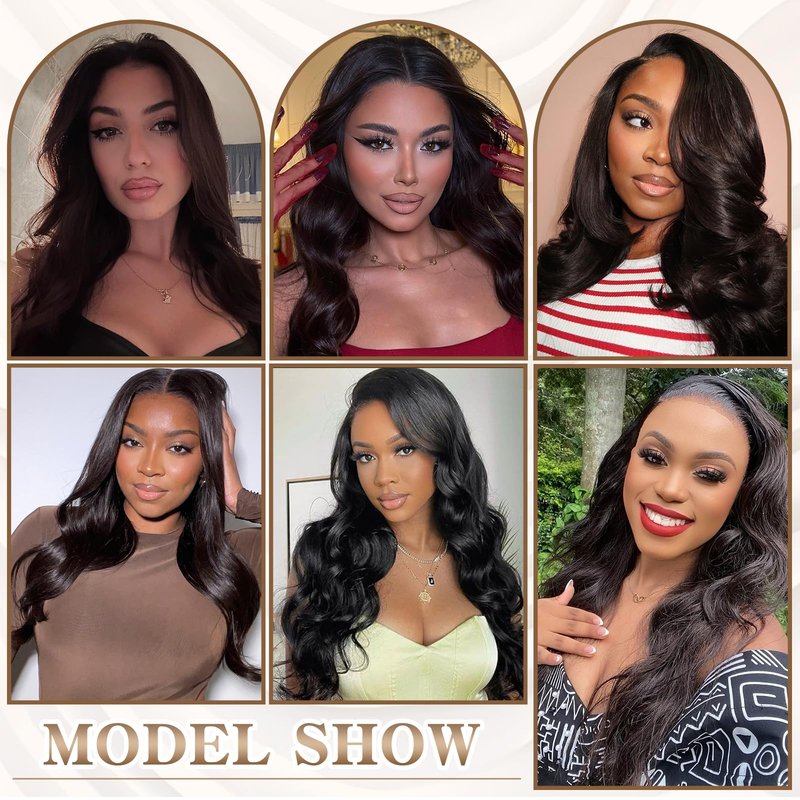 PREMPO 13x6 Lace Front Wigs, 28 Inch Wavy Wig Pre Plucked 180% Density Wear and Go Glueless Wigs As Human Hair Heat Resistant Synthetic Wig with Baby Hair, #2 Natural Black