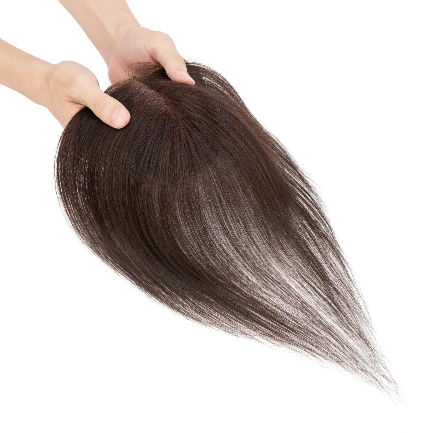 SEGO SEGOHAIR Real Human Hair Toppers for Women 7×11cm Breathable Base,Adjustable Parting Clip-In Topper Hairpieces for Women with Thinning Hair (Curtain Bangs, Cocoa Color)