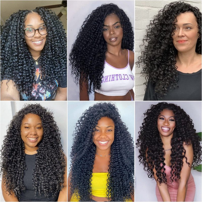 8 Packs Curly Crochet Hair GoGo Curl Crochet hair for Black Women Deep Wave Braiding hair,Synthetic Bohemian Crochet Braid Water Wave Crochet hair Extensions (1B, 24inch)
