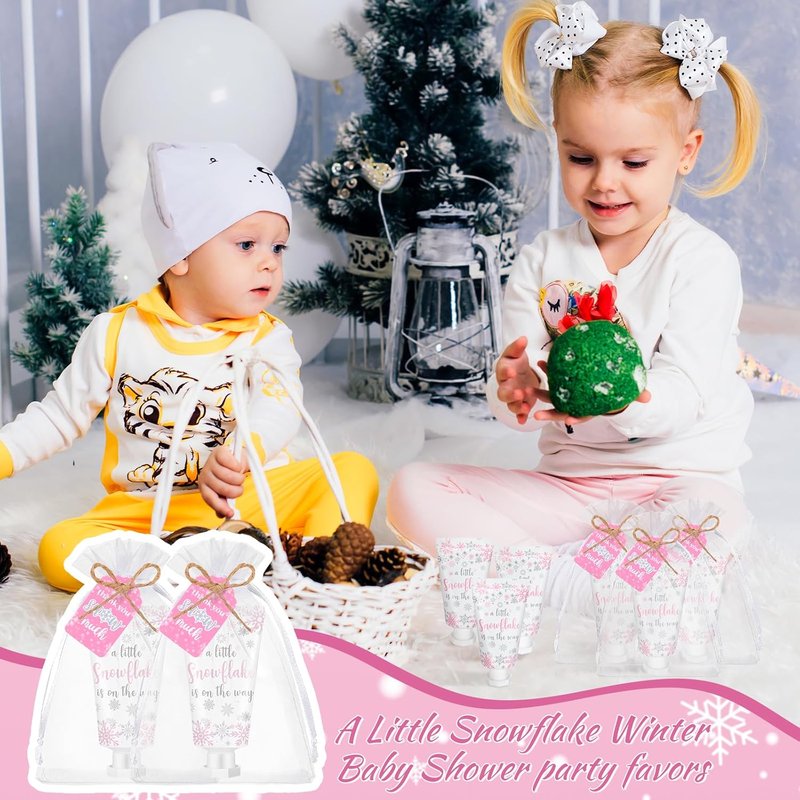 Baby Shower Hand Cream Gift Set - 48 Sets of Mini Travel Size Lotion for Guests | Snowflake Design