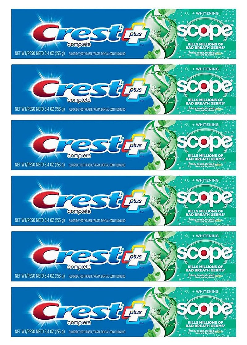 Crest Toothpaste 5.4 Ounce Plus Scope Whitening Minty Fresh (Pack of 6)