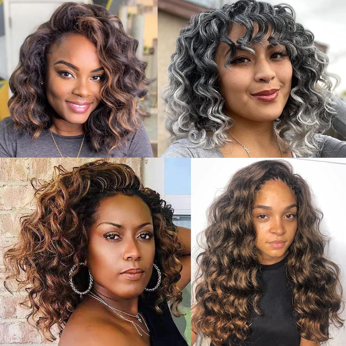 Brown Blonde Ocean Wave Crochet Hair - 14 Inch Deep Wave Synthetic Braids | 7 Packs T1/30/27