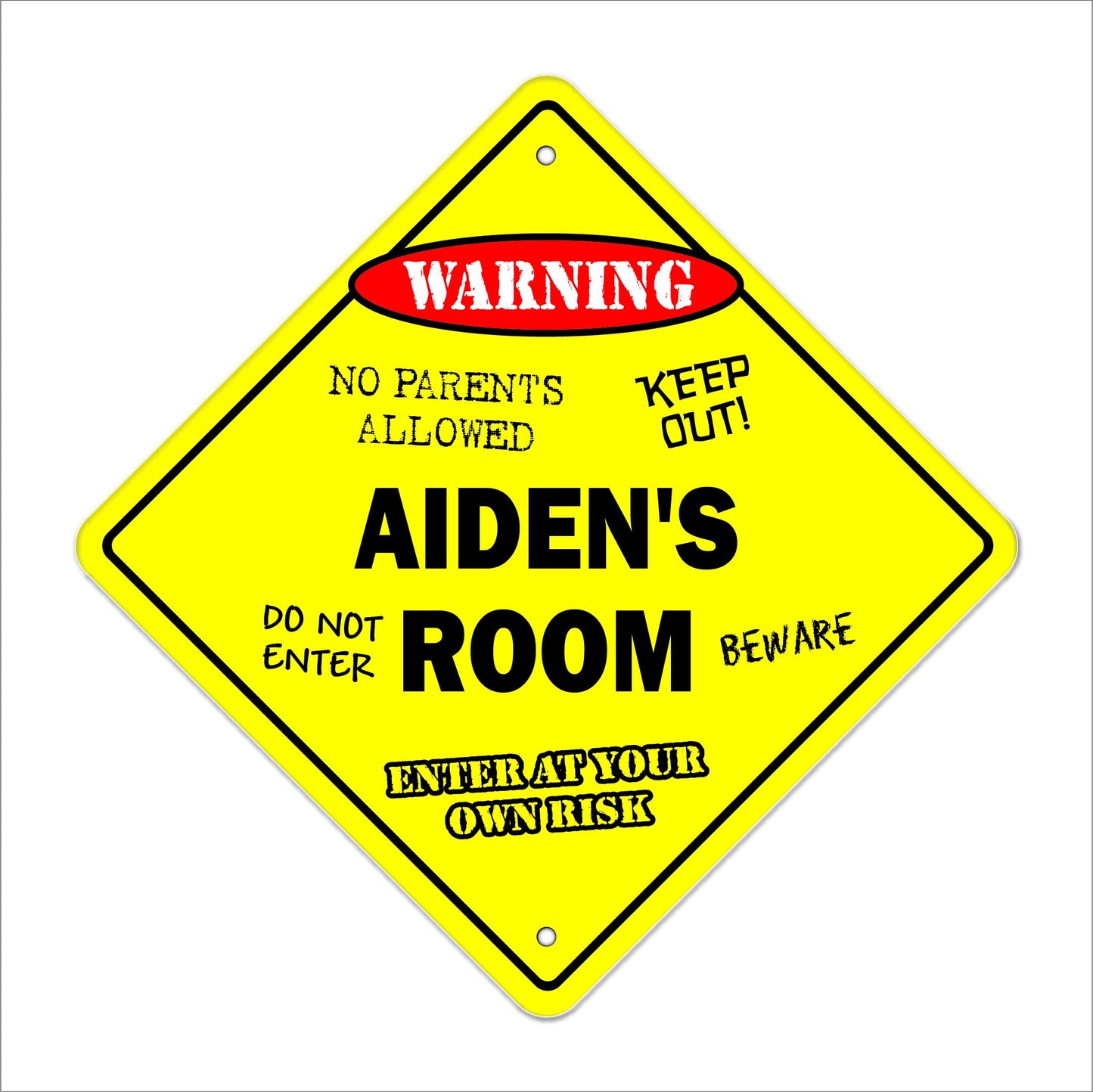 Aiden's Room Sign Crossing Zone Xing | Indoor/Outdoor | 12" Tall Kids Bedroom Decor Door Children's Name boy Girl
