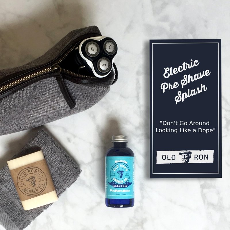 Old Ron's Barber Co. Electric Pre-Shave Splash, Unscented, 4 oz (1-pack)