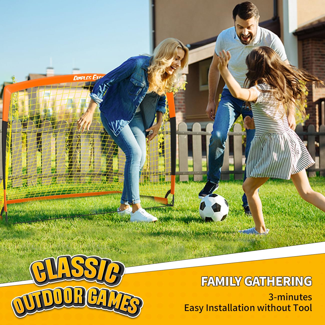 Dimples Excel Soccer Goals Kids Net for Backyard 7x5, 5x3.6, 4x3, 3x2.2 FT