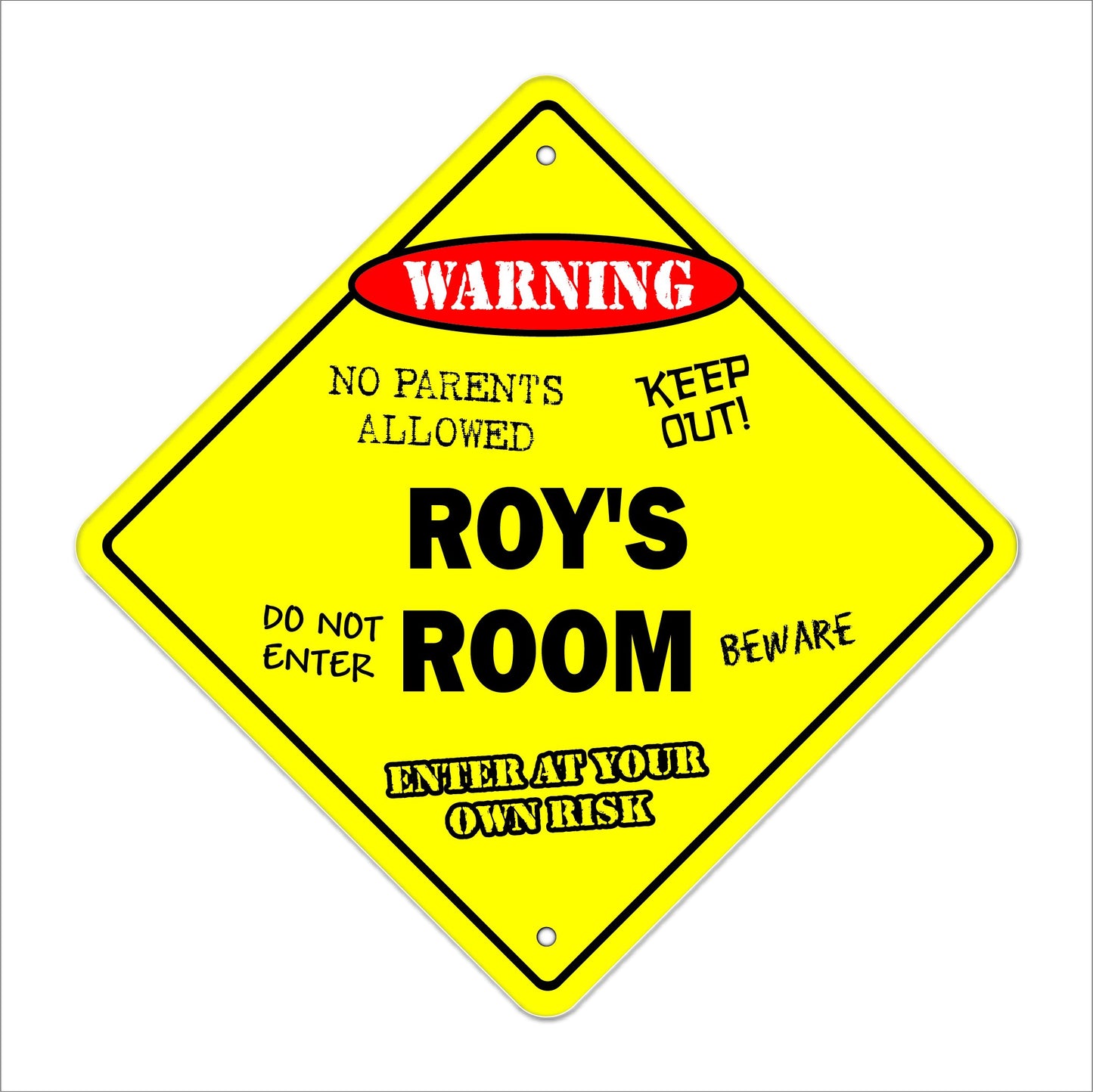 Roy's Room Sign Crossing Zone Xing | Indoor/Outdoor | 12" Tall Kids Bedroom Decor Door Children's Name boy Girl