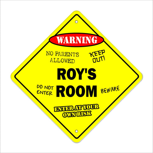 Roy's Room Sign Crossing Zone Xing | Indoor/Outdoor | 12" Tall Kids Bedroom Decor Door Children's Name boy Girl