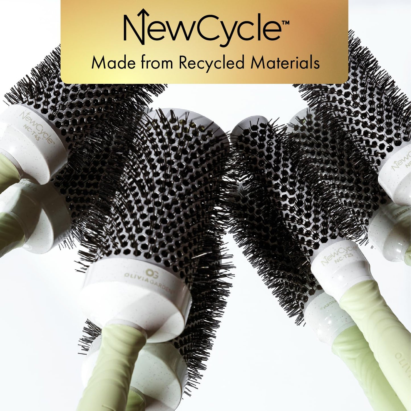 Olivia Garden NewCycle Round Thermal Hair Brush (not electrical) with ceramic barrel, ionic technology and made from 100% recycled material (except bristles)