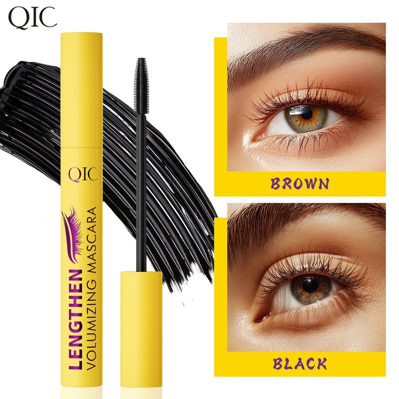 Volumizing & Lengthening Mascara - Waterproof, Smudge-Proof, Buildable Formula for Clump-Free Lashes - Adds Natural Volume & Length - Sweatproof, Long-Lasting, Curling - Easy to Apply (Brown)