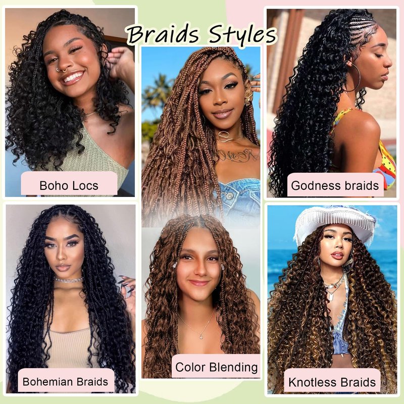 Boho Braids Human Hair for Braiding 110g 22 Inch 12A Deep Water Wave Bulk Human Braiding Hair for Boho Braids Knotless Highligts Wet and Wavy Virgin Extensions Bohemian No Weft Curly 3 Bundles P4/30