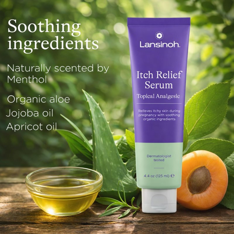 Lansinoh Anti-Itch Serum for Pregnant Moms, Itchy Skin Care, Cream for Pregnancy, Prenatal & Postnatal Skin Care, Safe for First Trimester, Pregnancy Essentials, 4.4 Ounces