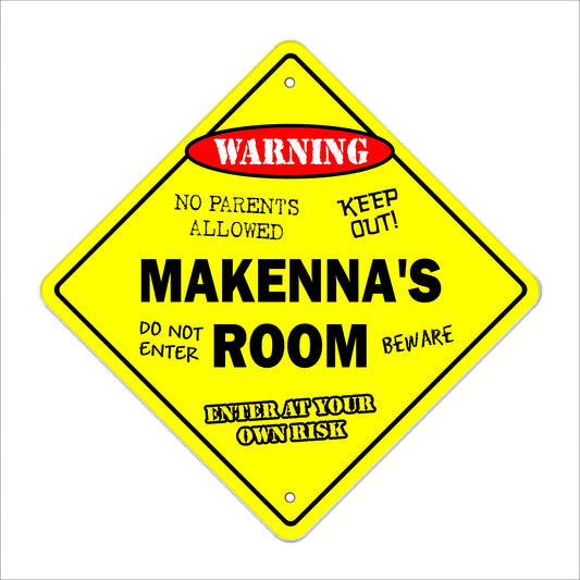 Makenna's Room Sign Crossing Zone Xing | Indoor/Outdoor | 12" Tall Kids Bedroom Decor Door Children's Name boy Girl