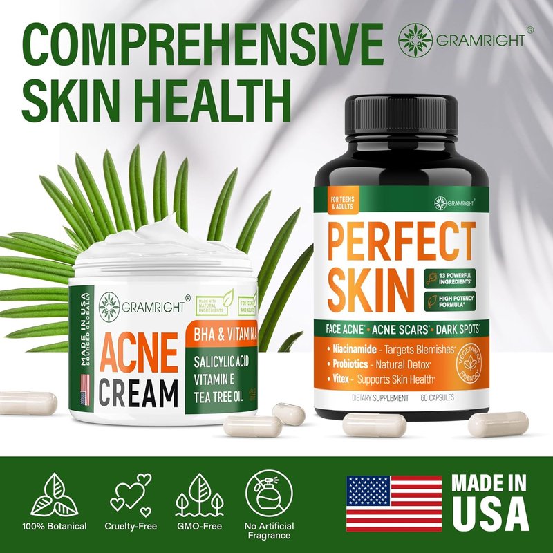 Acne Face Cream - Natural Tea Tree Oil & Salicylic Acid Treatment for All Skin Types | 4 fl. oz Cystic Acne Solution