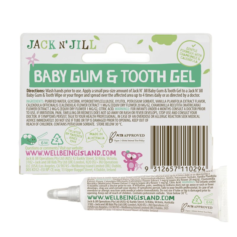 Jack N' Jill Baby Gum & Tooth Gel for Teething, Drug-Free with Naturally Derived Chamomile & Calendula, No Added Sugars, Suitable for 4 Months & Up - 0.5 oz (15g), 2 Pack