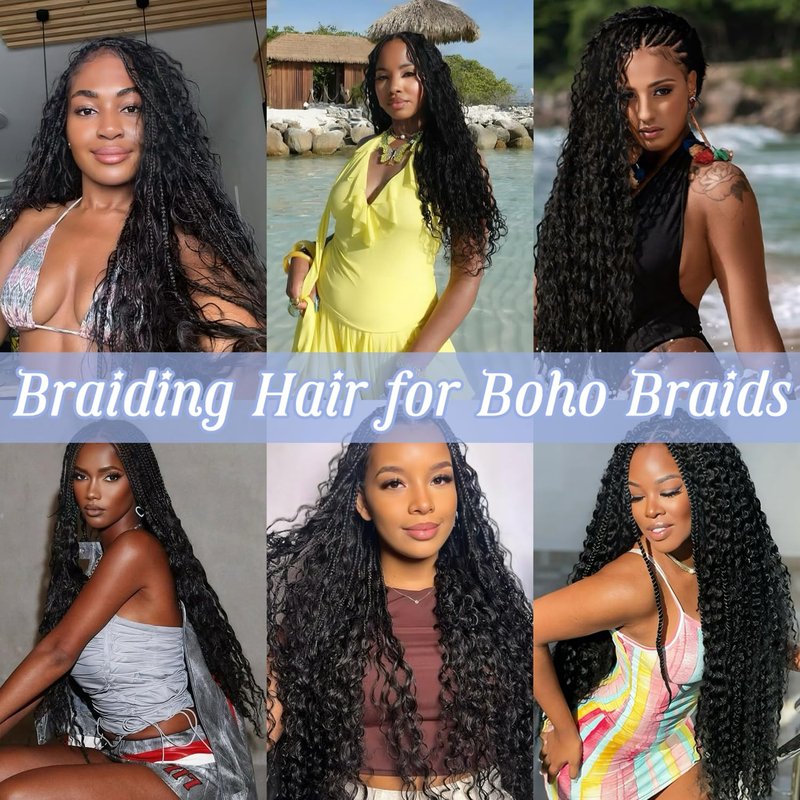 Human Braiding Hair - 16 Inch Water Wave Bulk Braiding Extensions | 100% Human Hair, Curly, Natural Color, 2 Bundles