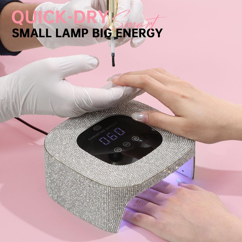 CHRISTINE SHELLY UV Nail Lamp, UV Light for Gel Nails,48W Plug-in Mini Diamond Nail Lamp Nail Dryer with Touch Control Auto Sensor and 3 Timer Settings Nail Light Portable Curing Lamp (AB Diamond)
