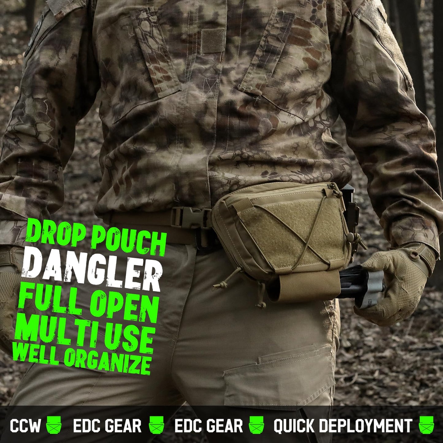 WYNEX Tactical Plate Carrier Drop Pouch Dangler Pouch for Molle Carrier Vest Chest Rig Accessories with Hook Loop Panel