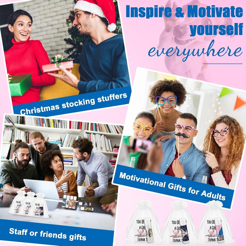 Nurse Appreciation Gifts - 40 Sets Inspirational Lip Balm & Note Cards | Organza Bag for Nurse Week