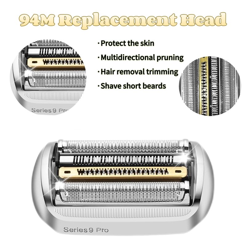 Series 94M Replacement Head Electric Shaver Blade Compatible with Braun Series 9 Pro and Series 9 Electric Razors(1 Pack Silver)