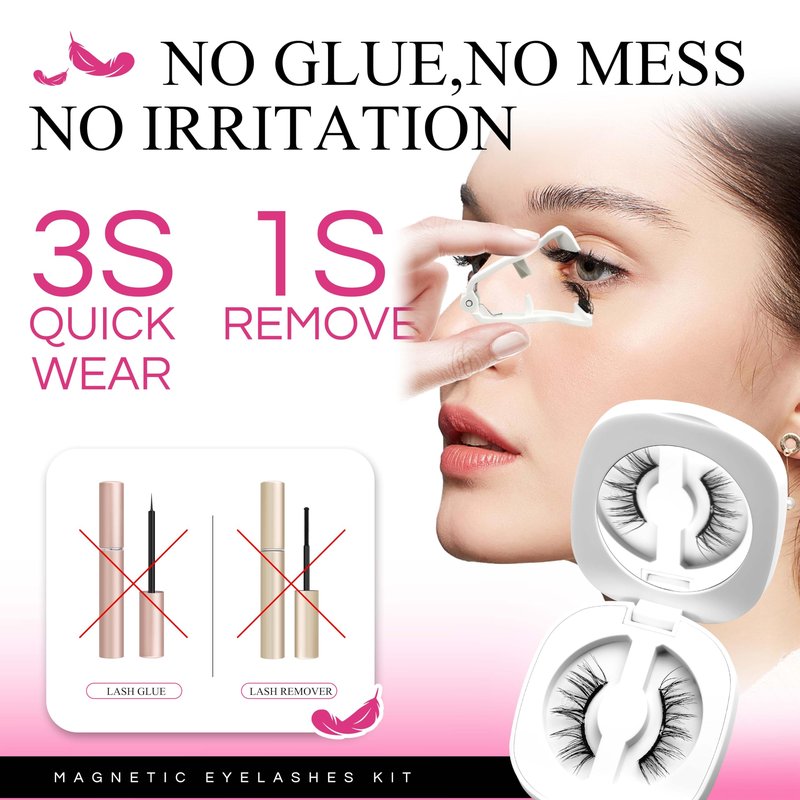 VEYESBEAUTY Magnetic Eyelashes with Applicator Reusable Magnetic Lashes Natural Look No Glue Needed False Eyelashes, Moonlit Lashes Kit Easy to Wear and Remove
