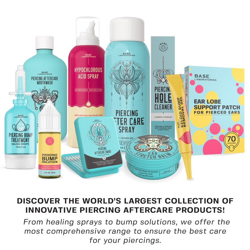 Base Labs Piercing Bump Aftercare Kit - Piercing Bump Solution - Keloid Bump Removal Oil (.5 oz) Plus Hypochlorous Acid Spray for Piercing Aftercare (8oz) - Piercing Bump & Keloid Treatment Duo