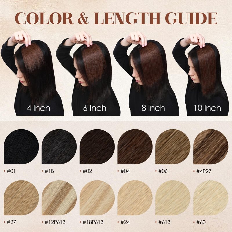 Charites Clip in Hair Extensions Real Human Hair Short Extensions for Women Adding Volume 2 Pcs Invisible Clip on Hairpieces with Thinning 6 Inch Medium Brown & Dark Blonde