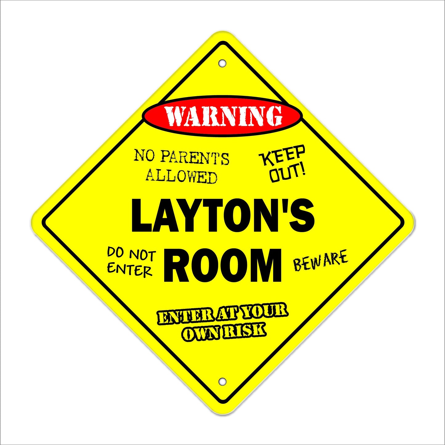 Layton's Room Sign Crossing Zone Xing | Indoor/Outdoor | 12" Tall Kids Bedroom Decor Door Children's Name boy Girl