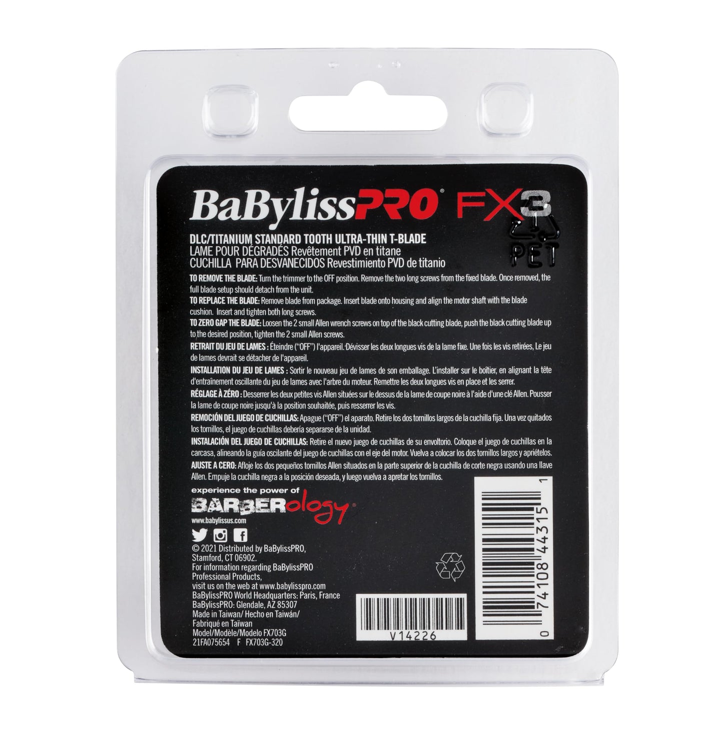BaBylissPRO FX703G FX3 DLC/Titanium Ultra-Thin Zero Gap Thin Tooth Replacement Trimmer Blade