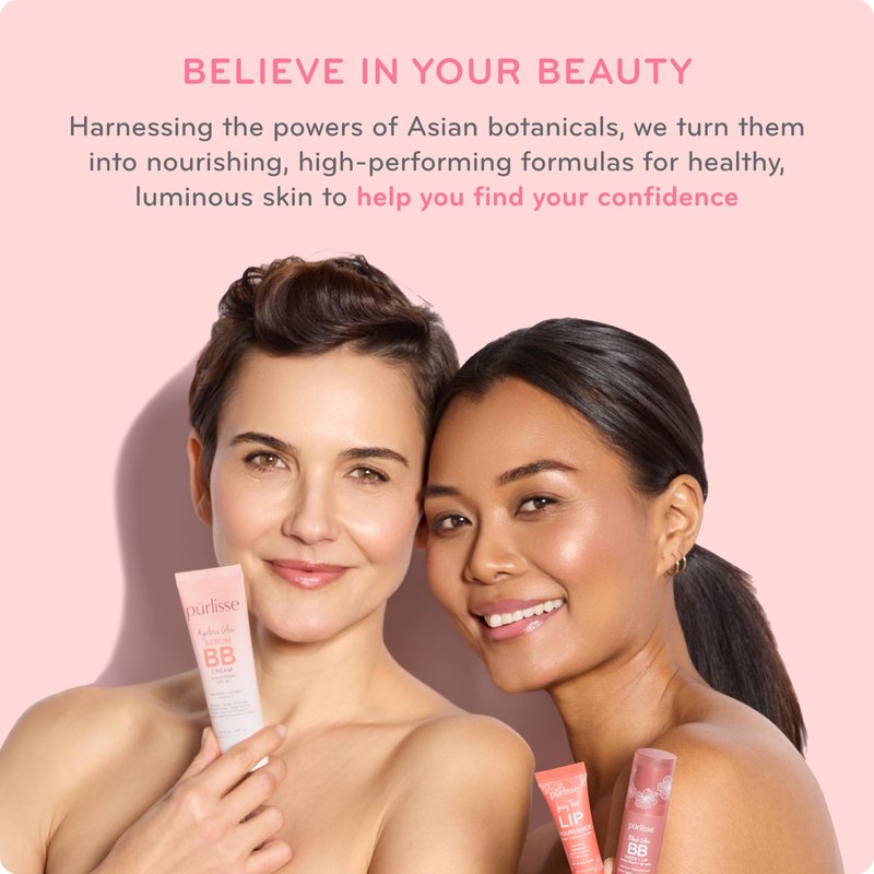 pürlisse Sheer Glow Strawberry Vitamin C Tinted Moisturizer - Skin Tint Moisturizer Enriched with Antioxidants to Even Complexion - Dewy Light Coverage for All Skin Types - Tan (1.4 oz)