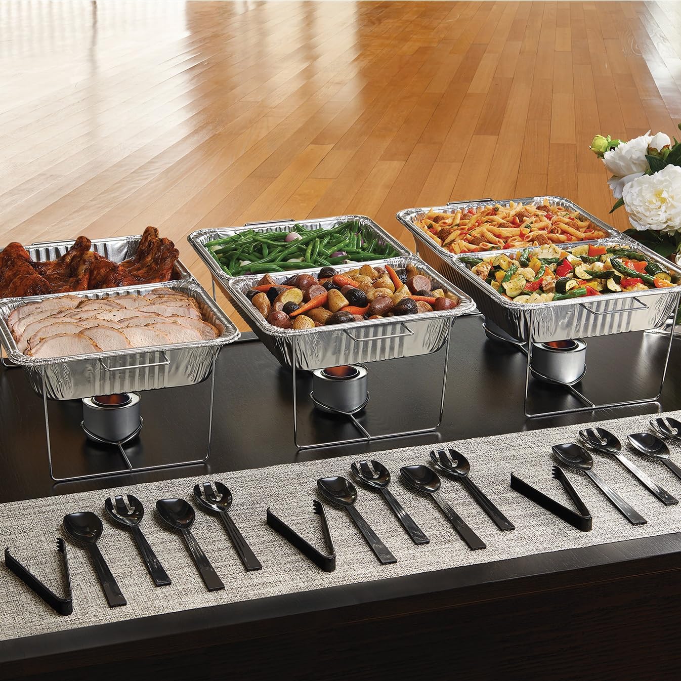 Party Essentials Hard Plastic 6-1/2" Serving Tongs, Black, 4 Count