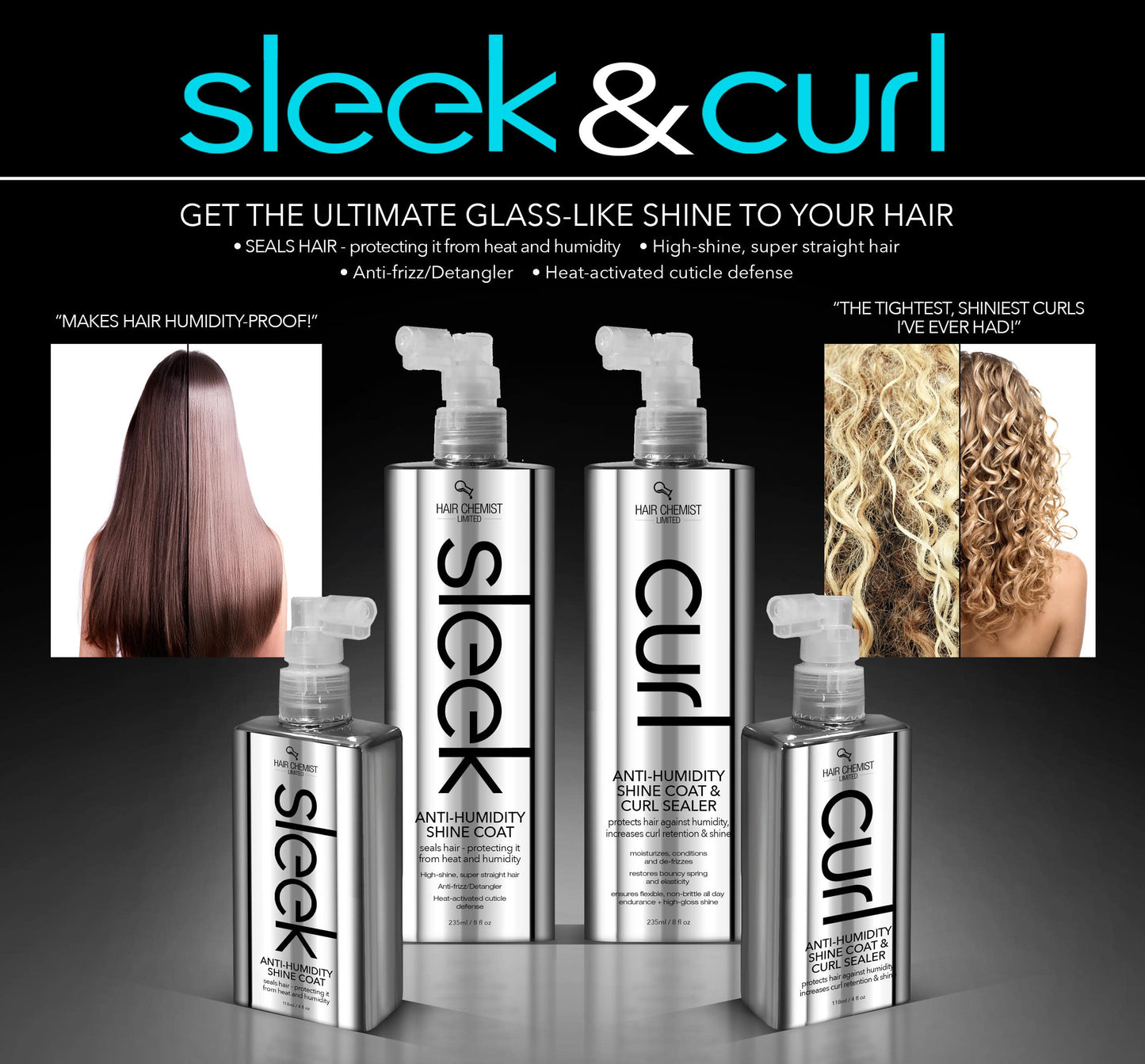 Hair Chemist SLEEK Anti Humidity Shampoo 8 oz. - Frizzy Hair Shampoo for Silky Hair & Super Straight Hair, Anti-Frizz & Smoothing Shampoo