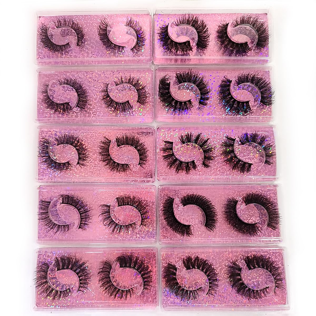 Fluffy False Eyelashes - 12-15mm Natural Look Faux Mink Lashes | 60 Pairs in 10 Styles