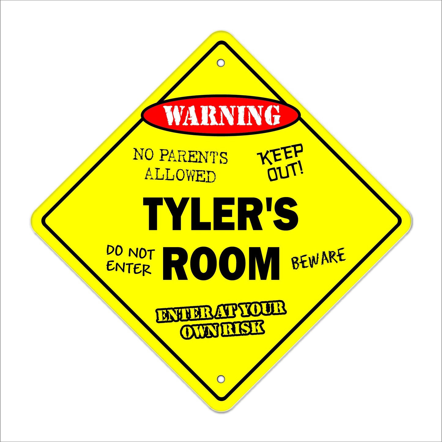 Tyler's Room Sign Crossing Zone Xing | Indoor/Outdoor | 12" Tall Kids Bedroom Decor Door Children's Name boy Girl