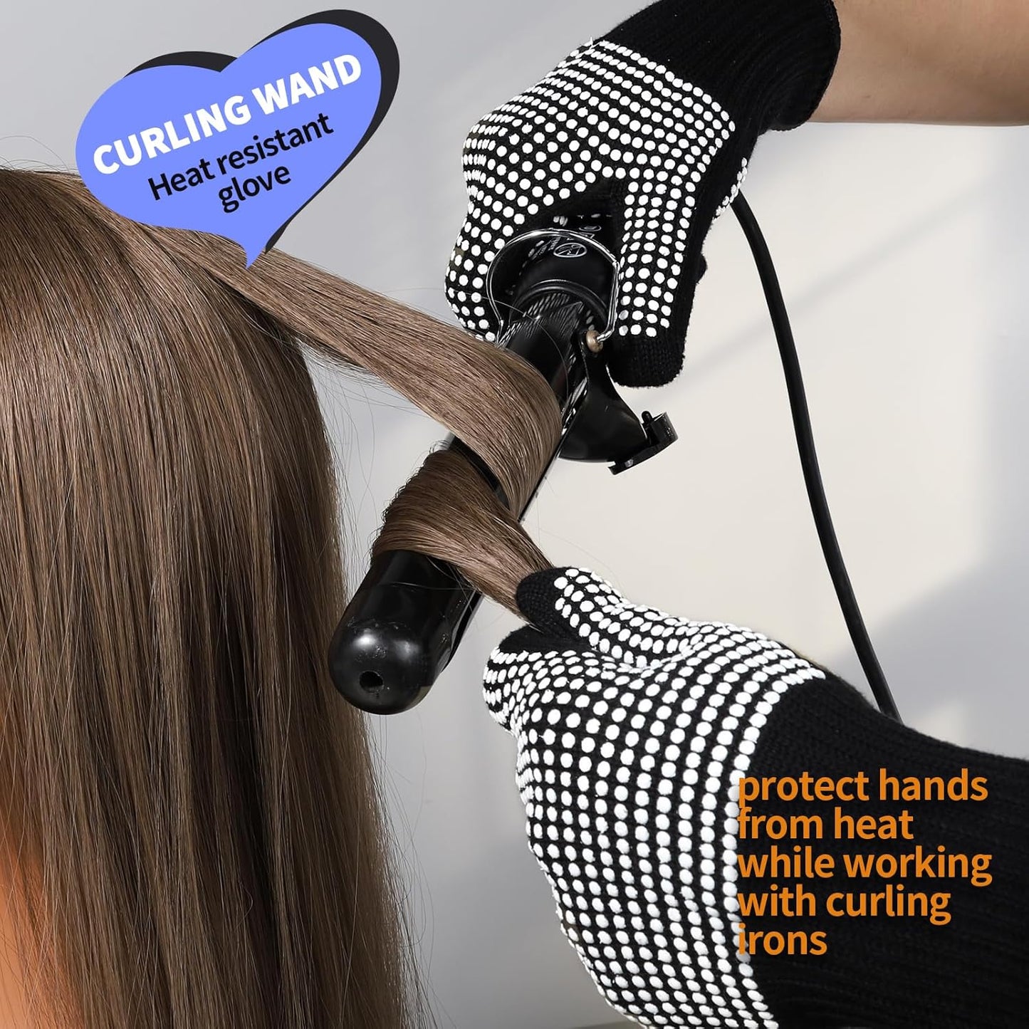 Teenitor 2 Pcs Heat Resistant Gloves With Silicone Bumps, Professional Heat Proof Glove Mitts For Hair Styling Curling Iron Wand Flat Iron Hot-Air Brushes Sublimation Gloves Rose Red